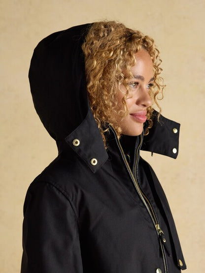 Joules Elbridge Black Waterproof Hooded Coat: Stylish Women's Raincoat for All Seasons