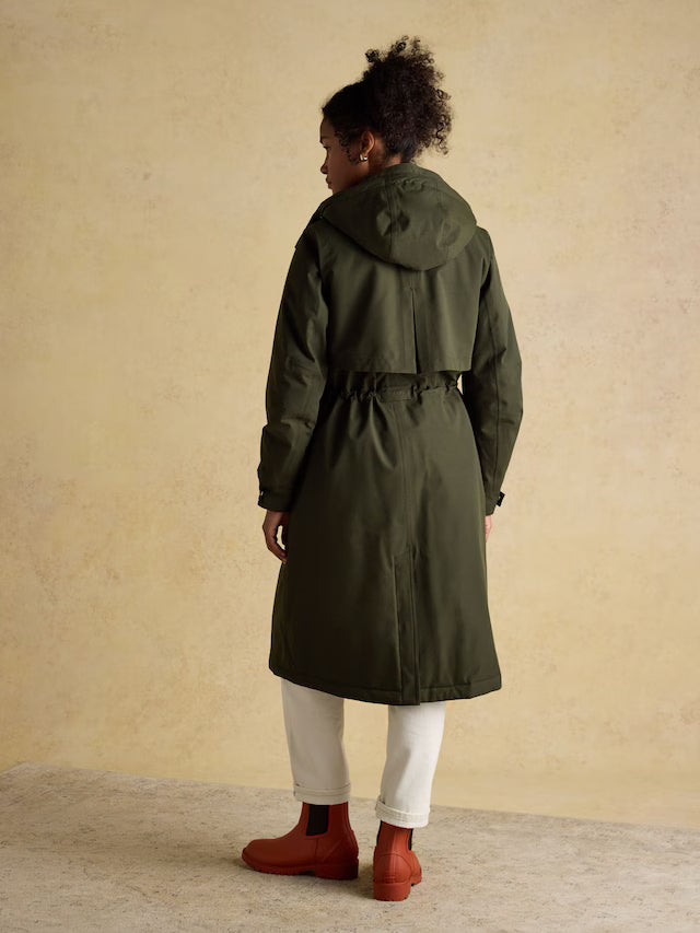 Joules Warmwell Green Waterproof Fleece Lined Raincoat with Hood