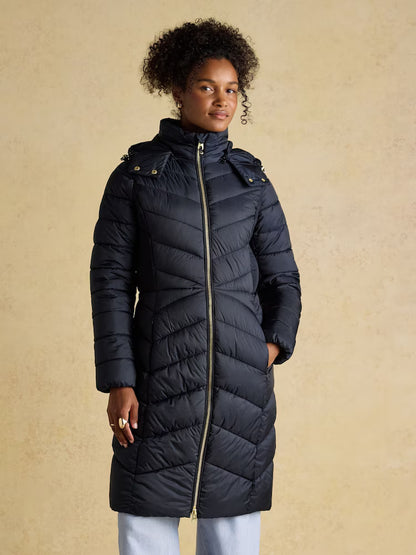 Joules Pembury Navy Showerproof Longline Padded Coat with Hood