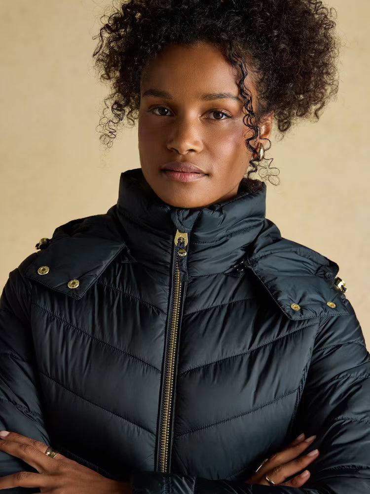Joules Pembury Navy Showerproof Longline Padded Coat with Hood