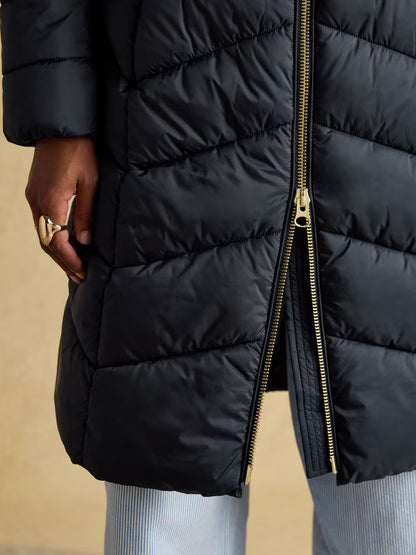 Joules Pembury Navy Showerproof Longline Padded Coat with Hood