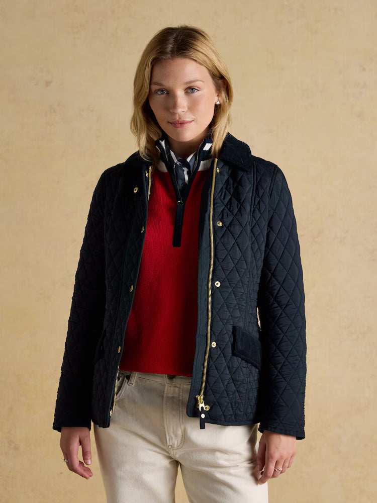 Joules Highclere Showerproof Diamond Quilted Jacket Navy