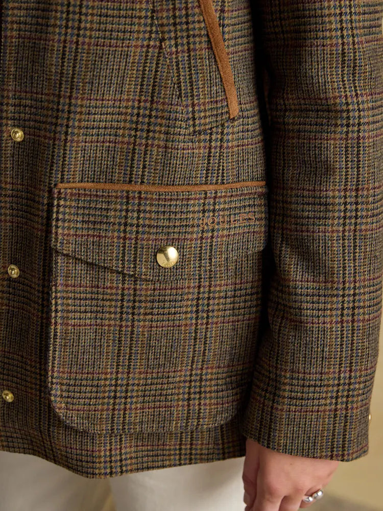 Joules Contemporary Brown Check Tweed Fieldcoat