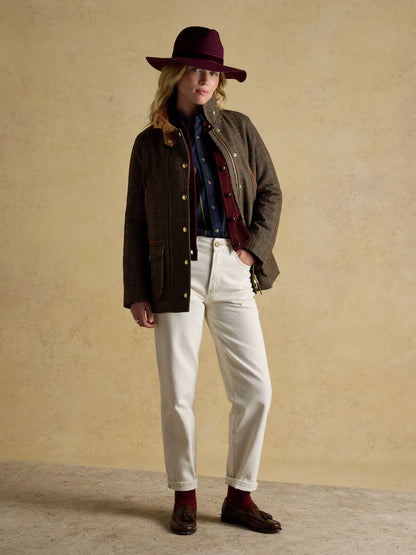 Joules Contemporary Brown Check Tweed Fieldcoat