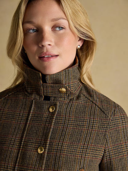 Joules Contemporary Brown Check Tweed Fieldcoat
