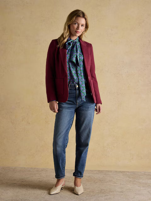 Joules Albury Burgundy Red Cotton Rich Blazer