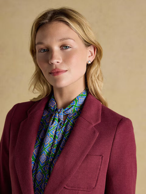 Joules Albury Burgundy Red Cotton Rich Blazer