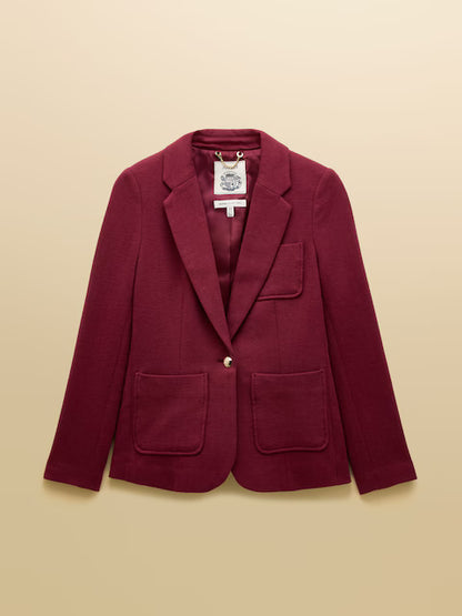 Joules Albury Burgundy Red Cotton Rich Blazer