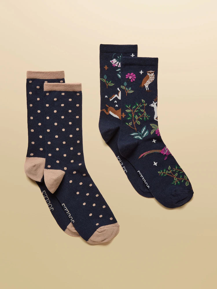 JOULES Navy Socks: Polka Dot & Animal Print, Cotton Blend, Equiflair Saddlery