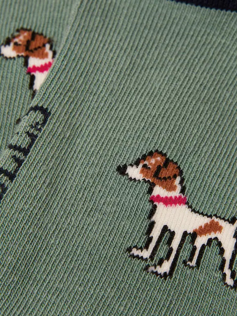 JOULES Everyday Socks - Green & Blue 2-Pack with Dog Pattern | Equiflair Saddlery
