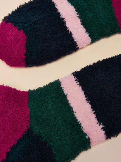 Joules Fluffy Berry Red Socks - Cozy Women's Socks for Winter Warmth