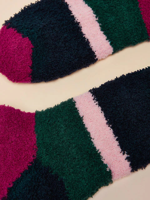 Joules Fluffy Berry Red Socks - Cozy Women's Socks for Winter Warmth