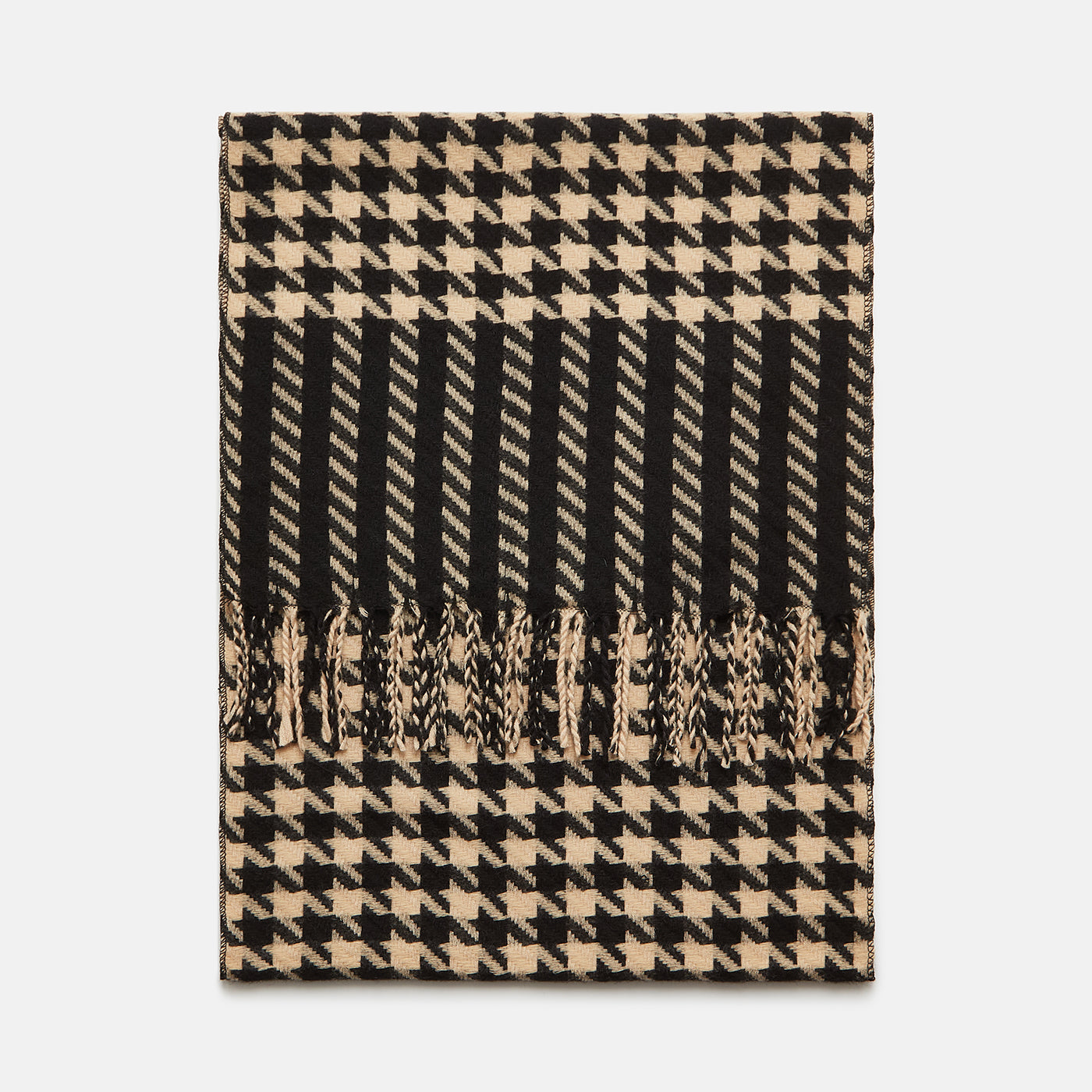 Joules Langtree Houndstooth Scarf: Black and Tan Pattern, Stylish Winter Accessory
