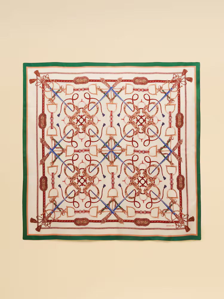 Joules Bloomfield Cream Square 100% Silk Scarf