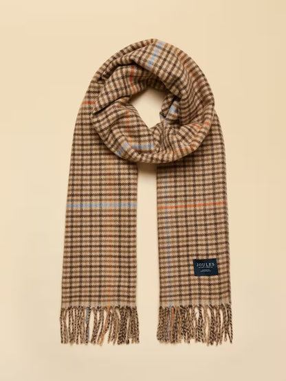 Joules Langtree Brown Check Large Scarf