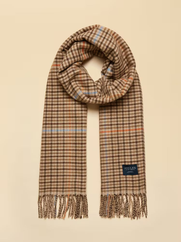 Joules Langtree Brown Check Large Scarf