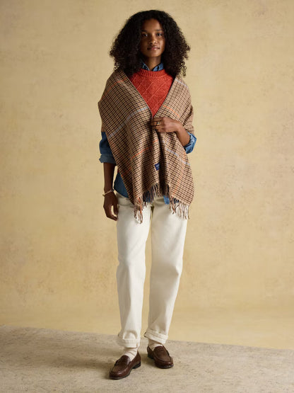 Joules Langtree Brown Check Large Scarf