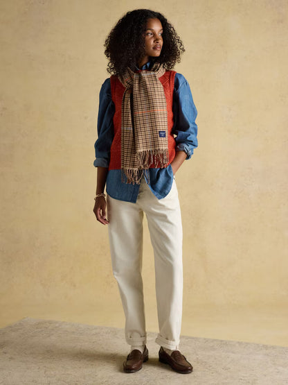 Joules Langtree Brown Check Large Scarf