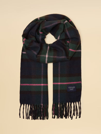 Joules Langtree Navy & Pink Check Large Scarf