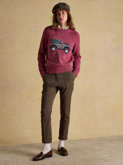 Joules Rutland Pink Intarsia 4x4 Cotton Rich Knitted Jumper