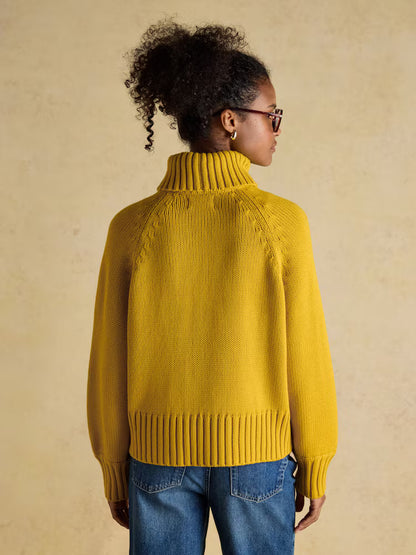 Joules Cary Yellow Knitted Jumper with Detachable Roll Neck