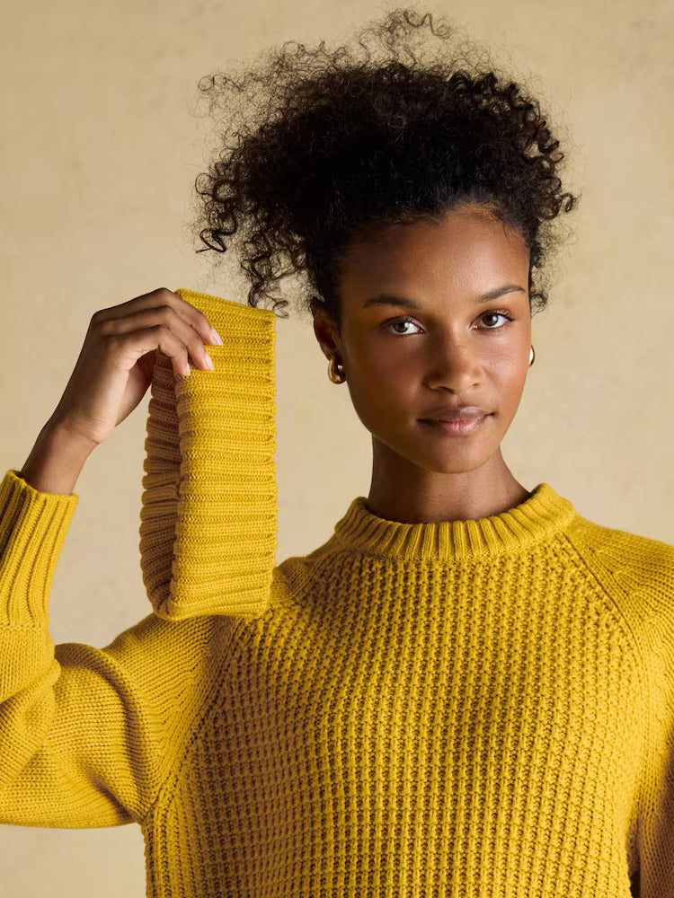 Joules Cary Yellow Knitted Jumper with Detachable Roll Neck