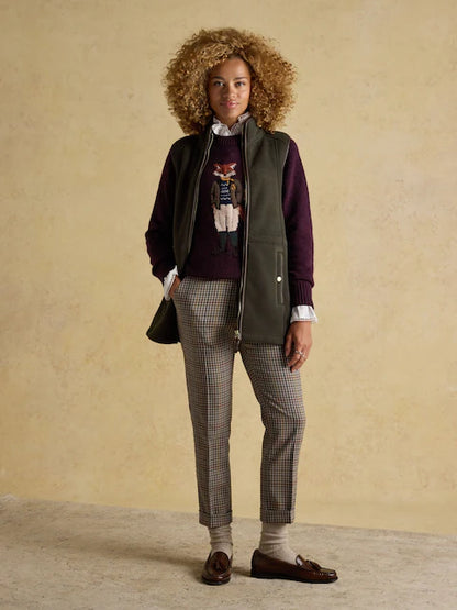 Joules Jonty Wine Red Fox Jumper. Crew Neck Intarsia Sweater For Women - Equiflair Saddlery