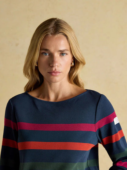 Joules Harbour Navy Boat Neck 100% Cotton Breton Top