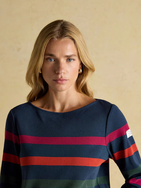 Joules Harbour Navy Boat Neck 100% Cotton Breton Top