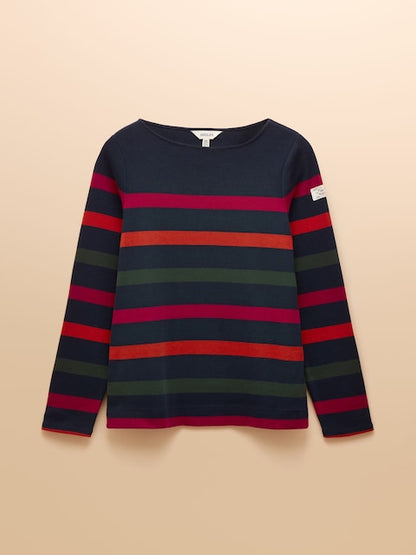 Joules Harbour Navy Boat Neck 100% Cotton Breton Top