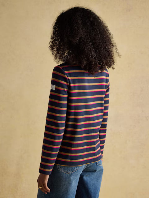 Joules Harbour Tan/Navy Multi Striped Long Sleeve Shirt. Women's Fashion at Equiflair Saddlery.