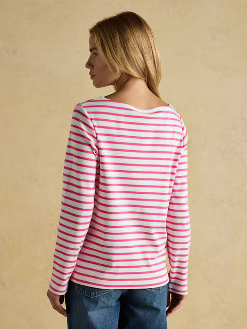 Joules Festive Harbour Alpaca Cream/Pink Boat Neck Breton Top