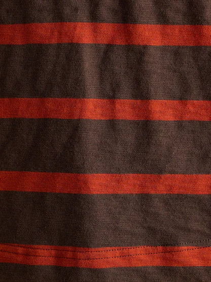 JOULES LARA Rugby Shirt - Red & Brown Stripes - Boxy Fit at Equiflair Saddlery