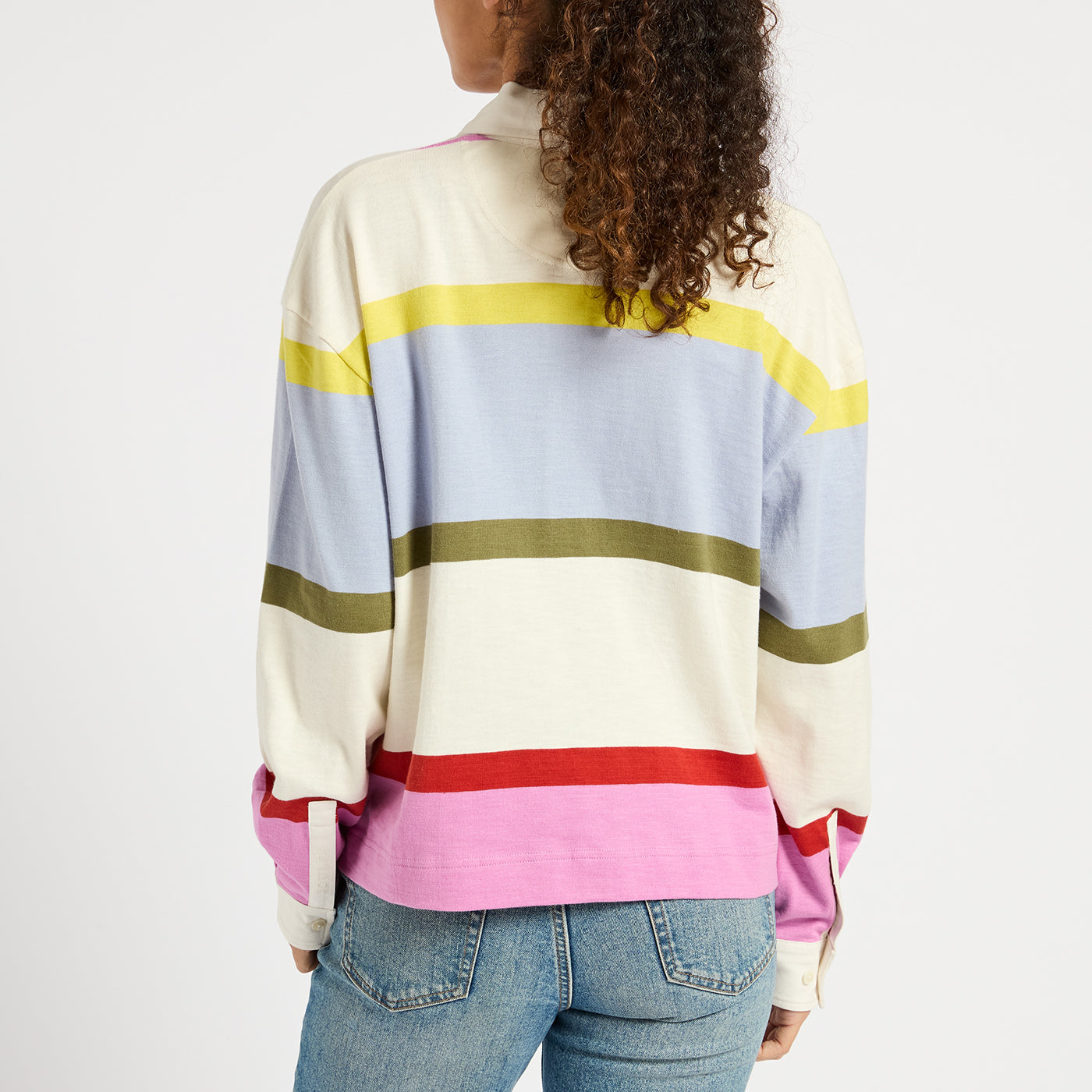 Joules Lara Multi Stripe Boxy Fit Rugby Shirt - Cotton Long Sleeve Top Equiflair Saddlery