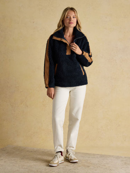 Joules Tilly Navy Quarter Zip Borg Fleece