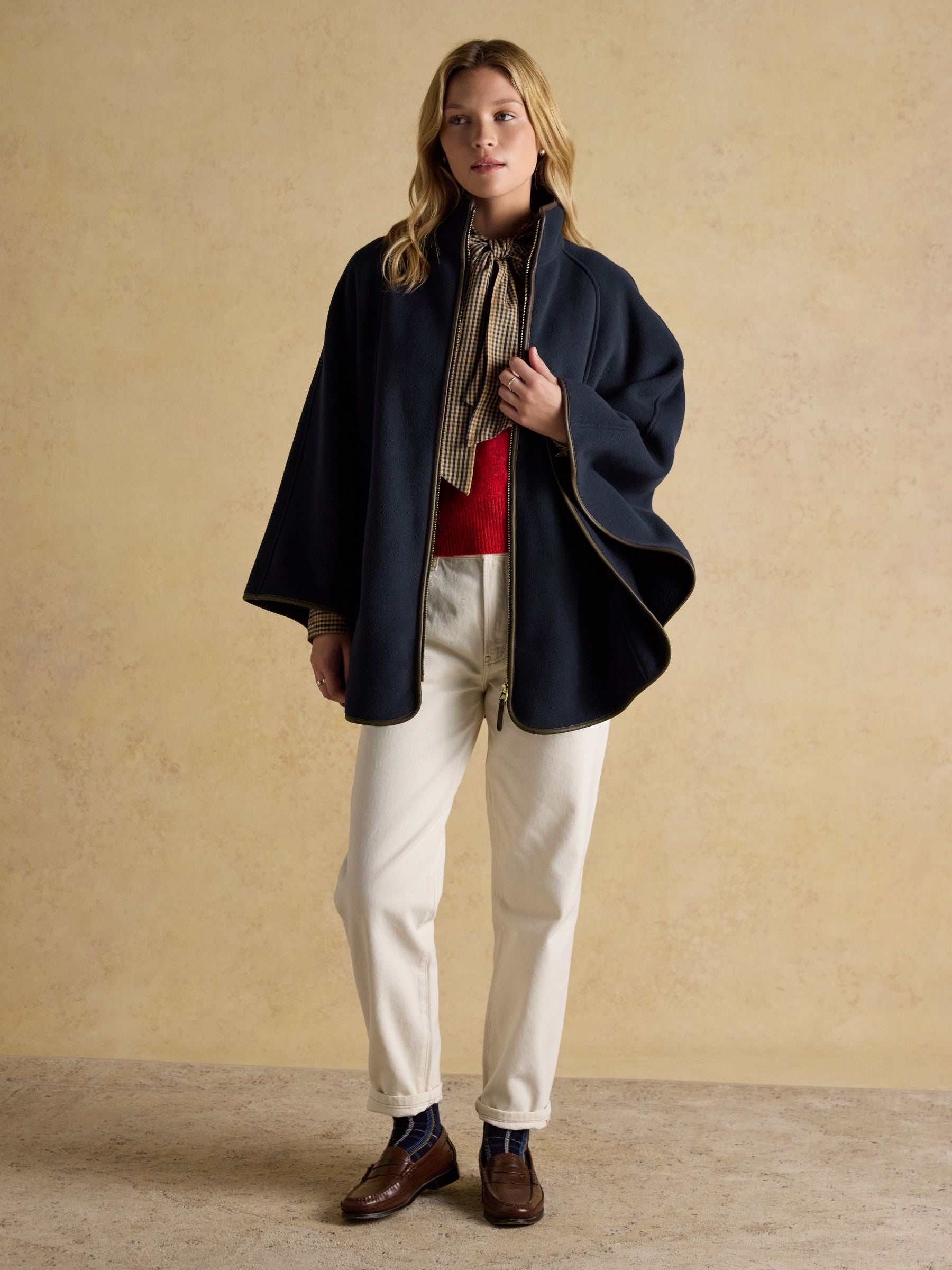 Joules Heritage Longline Navy Polar Fleece Cape for Women - Stylish & Sustainable Outerwear
