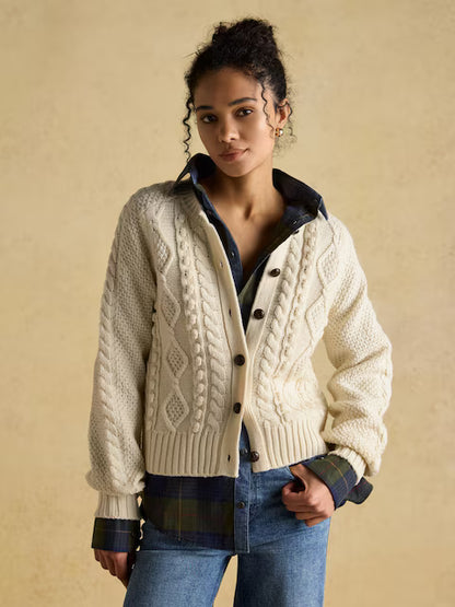 Joules Rafferty Cream Cable Knit Cardigan