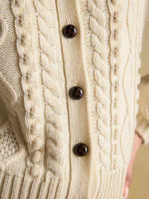 Joules Rafferty Cream Cable Knit Cardigan