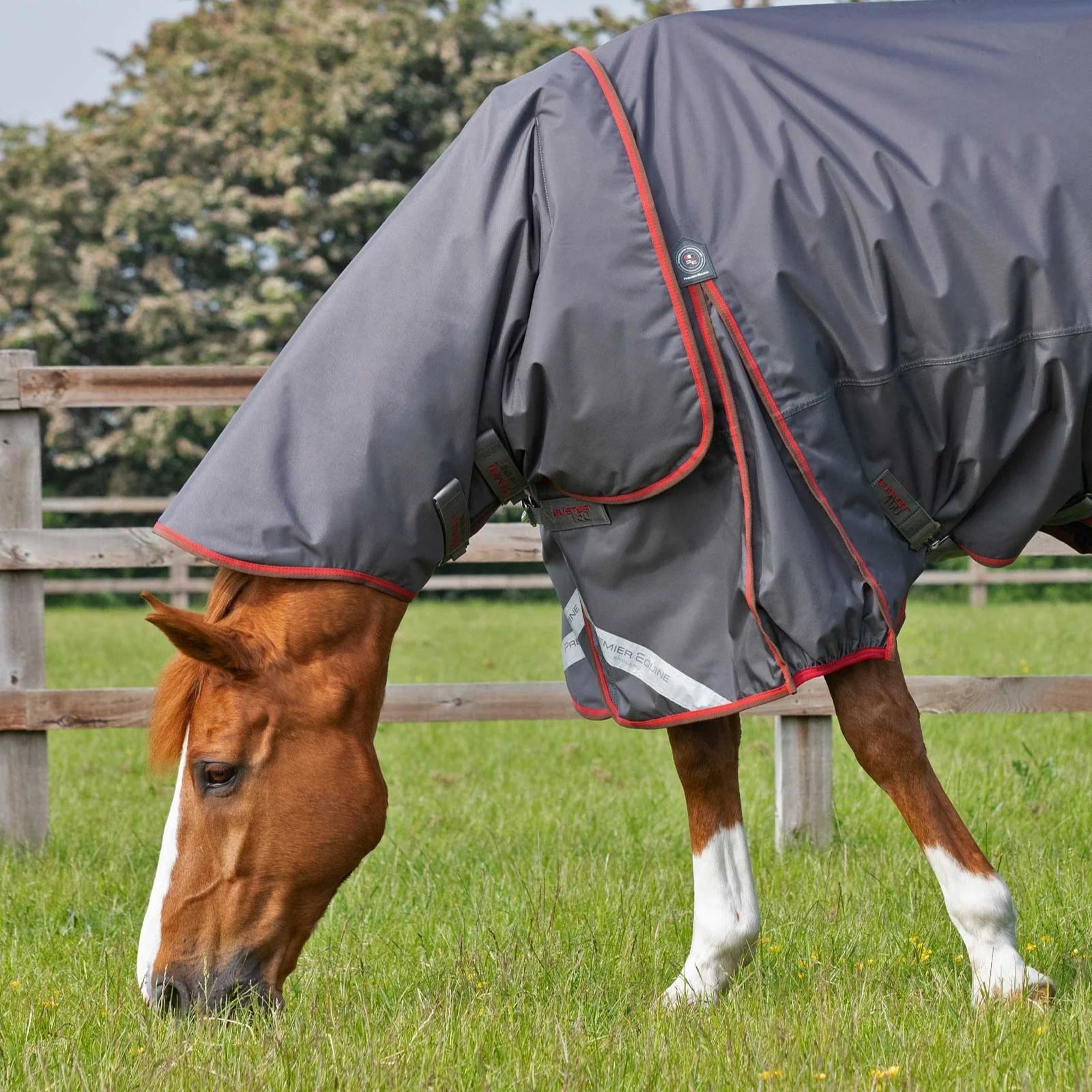 Premier Equine Buster 150g Turnout Rug with Classic Neck Cover Grey