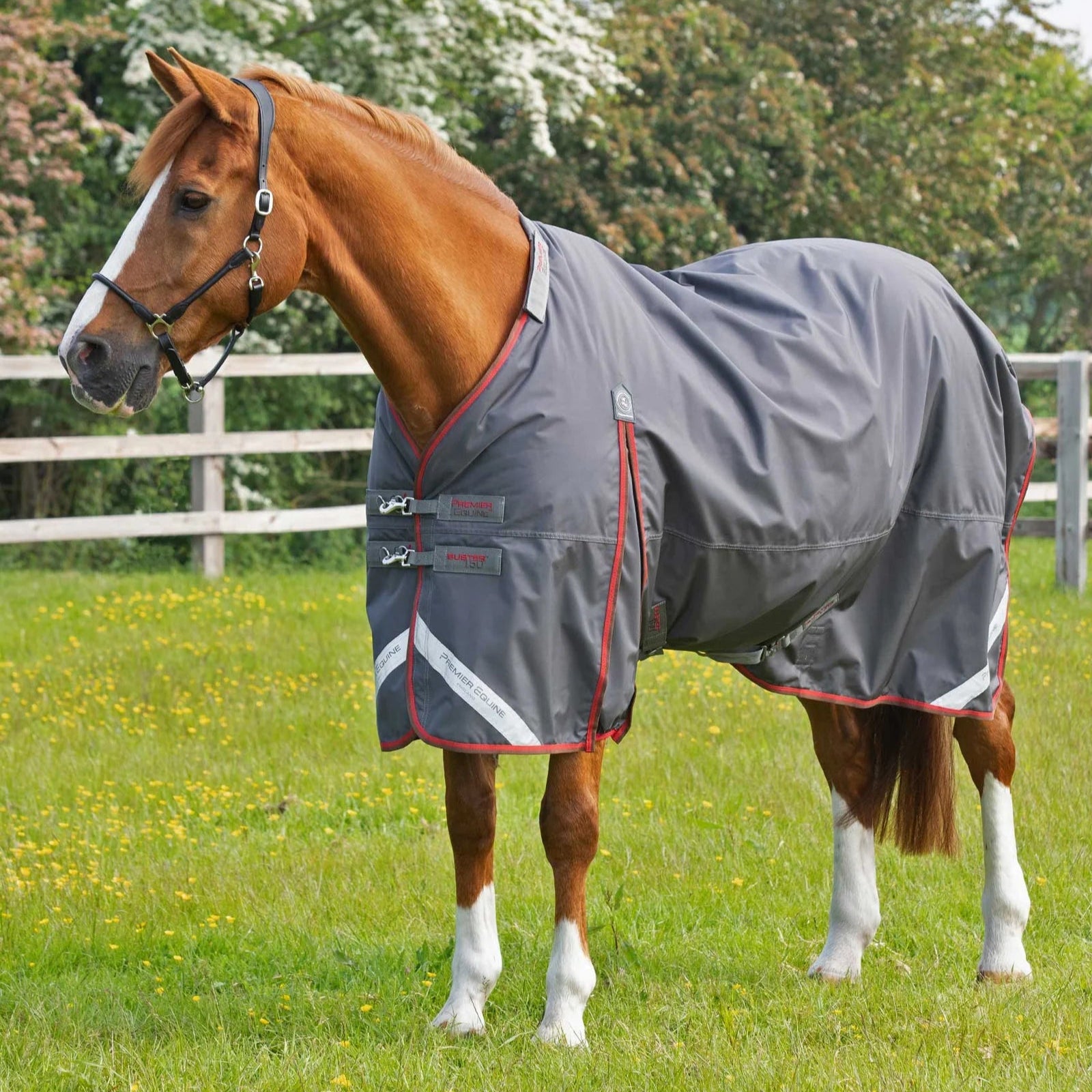 Premier Equine Buster 150g Turnout Rug with Classic Neck Cover Grey