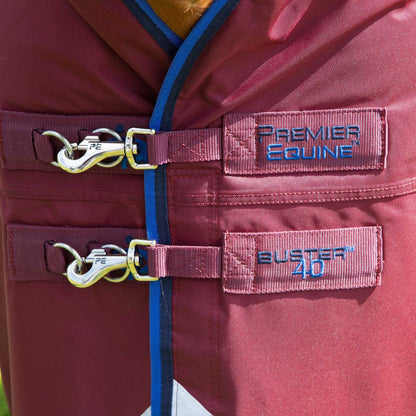 Premier Equine Buster 40g Turnout Rug with Classic Neck Cover Burgundy