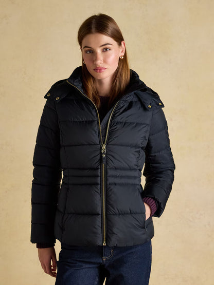 Joules Hadlow Navy Showerproof Padded Coat with Hood - Jackets & Coats Leisure Wear UK 8