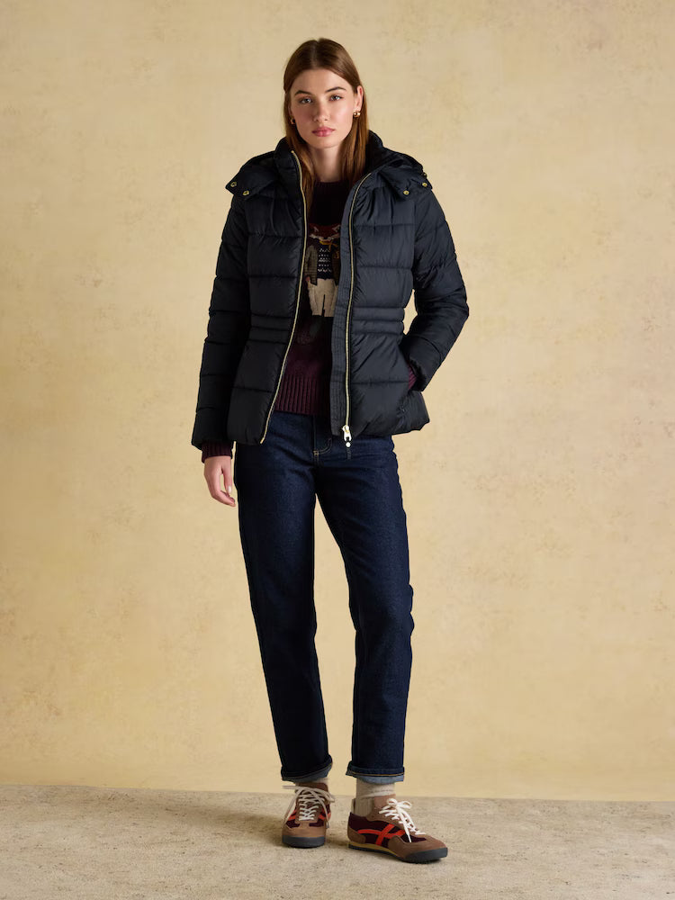 Joules Hadlow Navy Showerproof Padded Coat with Hood