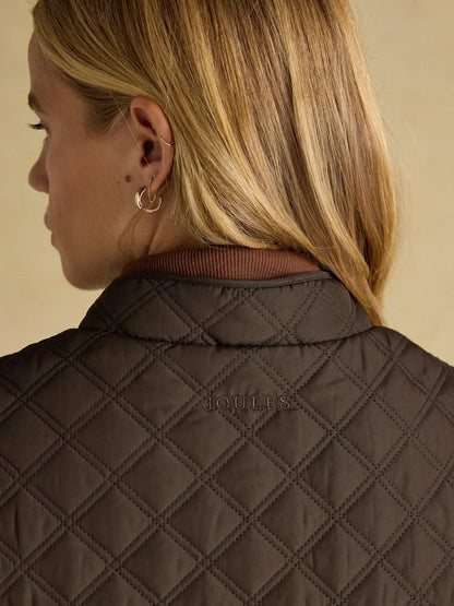 Joules Brown Minx Showerproof Diamond Quilted Gilet