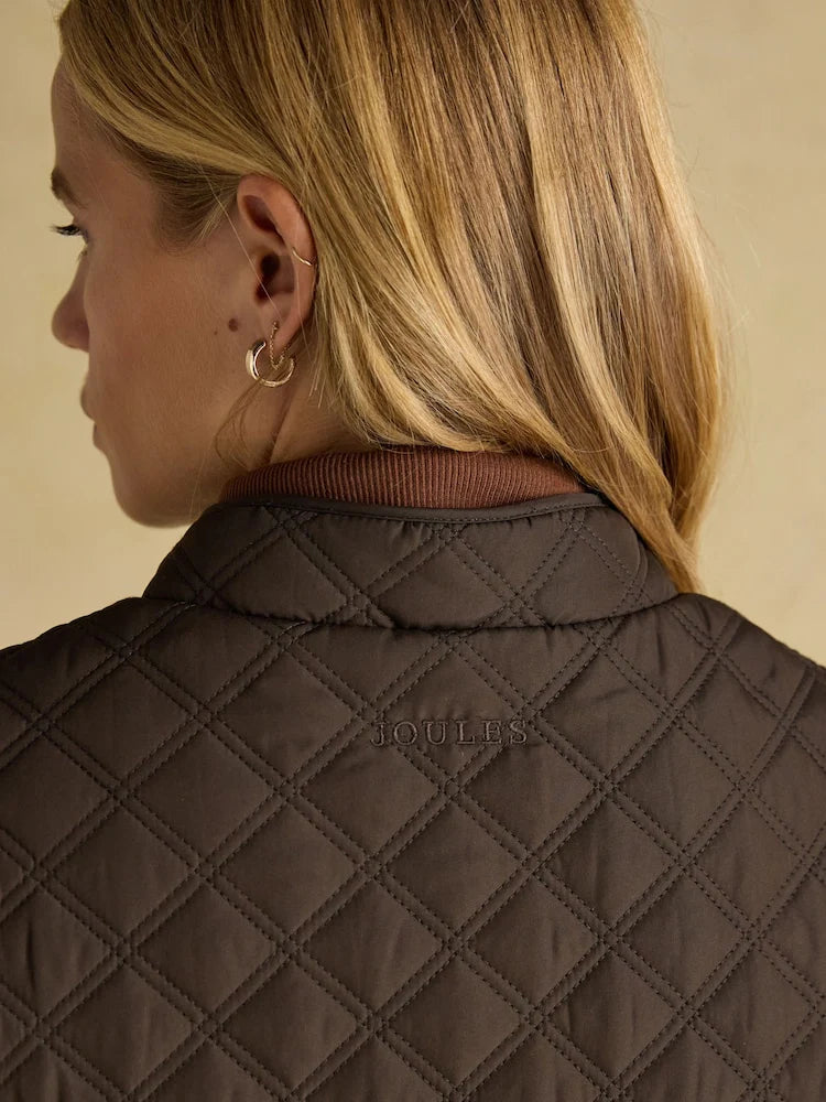 Joules Brown Minx Showerproof Diamond Quilted Gilet