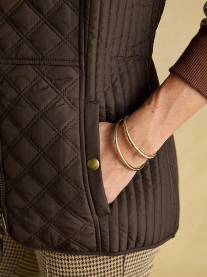 Joules Brown Minx Showerproof Diamond Quilted Gilet