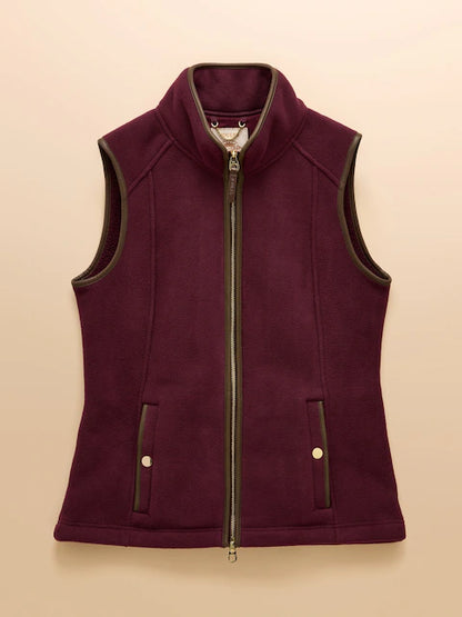 Joules Heritage Red Fleece Gilet Vest with Zip & Pockets. Stylish Women's Outdoor Apparel