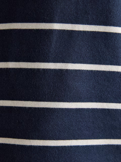 Joules Bronte Navy Stripe Funnel Neck Quarter Zip Cotton Sweatshirt
