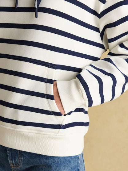 Joules Milbourne Cream & Navy Striped Hoodie: Shop stylish & comfortable hooded sweatshirt at Equiflair!
