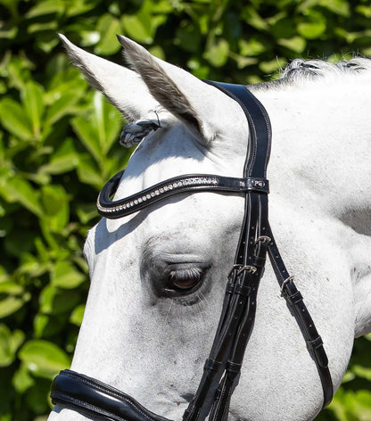 Premier Equine Abriano Black Anatomic Double Bridle: Italian Leather, Diamante Browband, Dressage Horse Tack